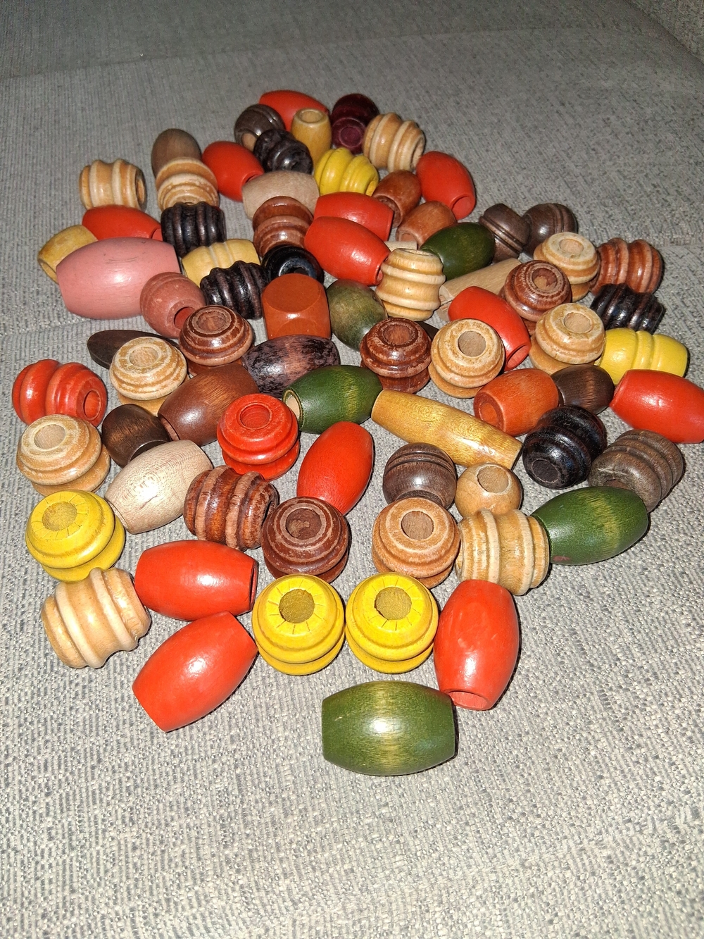 77 Pc Vintage Wooden Bead Mix for Autumn Crafts -1"+ Boho DIY Crafts